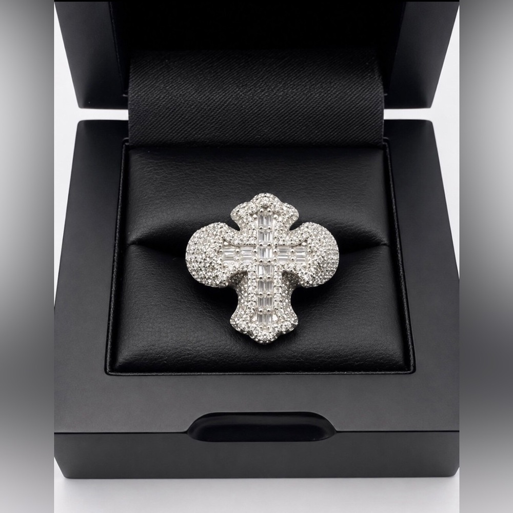 925 Sterling Silver 4.00CT MOISSANITE Cross Men’s Ring Size10, 11 or 12